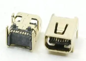 10ШТ Мини-USB, 8-Пинов Конектор SMT на печатни платки с SMD Гнездо 4-пинов Директен Крака