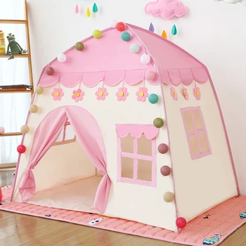 130*100*130 вижте Детски Закрит и Открит Замъка на Принцеса Палатка Легло Малък Замък Принцеса Голяма Къща Сгъваема Играта Подарък За Рожден Ден