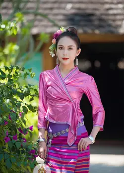 2023 Тайланд традиционен ретро комплект рокли традиционен женски костюм тънката рокля спа работно облекло снимка пътуване clohing a328