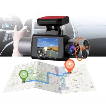 2in Вграден GPS Автомобилен Видеорекордер Набор от Камера Рекордер Шофиране Записващо устройство С Нощно Виждане Автоматично Записване на Видео Автомобилни Аксесоари
