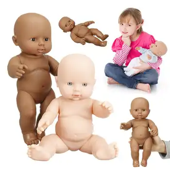 30 см Ръчно изработени от Винил Подмладена Детски Кукли Реалистични Сладки Кукли За Момичета, Черен, Бял Цвят Съпътстват Детски Играчки Подарък
