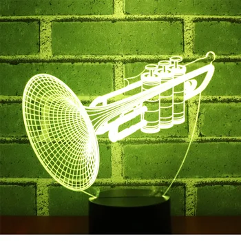 3D led нощна светлина Музикални Инструменти инструмент Тръба Рог с 7 Цветове на Светлината, за да украсят Дома Лампа Страхотна