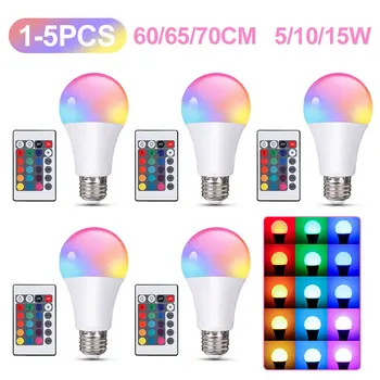 5/10/15 W E27 RGB led Лампи, 220 Светлини В 16 Цвята RGB Лампада Сменяеми Цветни RGBWW led Лампи Интелигентен Контрол Лампи Начало Декор