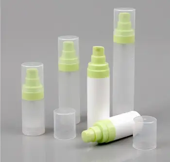 50 мл бяла / матирана пластмаса безвоздушная бутилка с бял / зелен помпа за лосион / серум / емулсия / основи на козметични опаковки за грижа за кожата