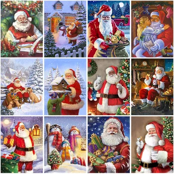 5D САМ Диамантена Картина Сладък Дядо Коледа Комплект Пълна Тренировка Бродерия Мозайката е Художествена Картина от Страз Начало Декор Коледен Подарък
