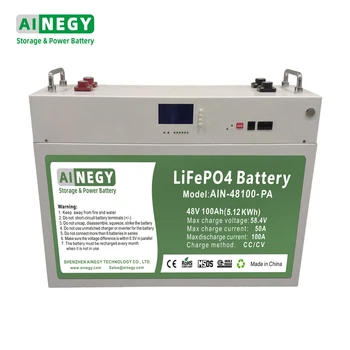 Ainegy Висока енергийна плътност LiFePO4 5KWh 48 Напрежение 100Ah Tesla Powerwall батерия за съхранение на Призматичен батерия за Домакински Уреди