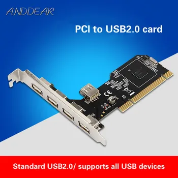 ANDDEAR USB2.0 такса за разширяване на настолна PCI до 5 usb2.0 карта адаптер чип NEC usb c за hdmi vga usb c ethernet стенни плоча