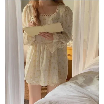 Baumwolle weiblicher koreanischer Pyjama Blumenpyjama Damenanzug long-termmeliger Anzug mit Shorts Herbst Home Service 2022