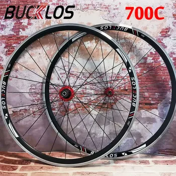BUCKLOS 700C Велосипедна дължината на двойката сплав V спирачни байк колела на пътен под наем QR дължината на пара Алуминиева Сплав Высокопрочные Велосипедни Аксесоари