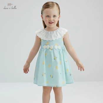 DB16791 дейв bella/ лятото е сладка рокля с флорални принтом за малки момичета, модерно детско премяна, детски дрехи в стил лолита