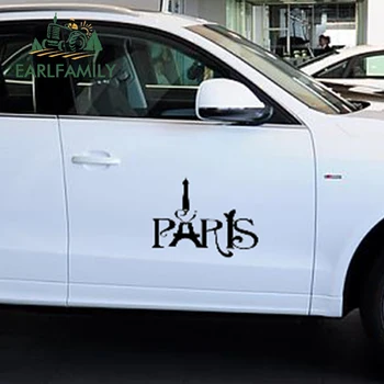 EARLFAMILY 58 см x 50,27 см 2x Париж-Айфеловата кула Забавен Графичен (по един за всяка страна) Автомобили Стикер за прозореца на камиона, Vinyl стикер на вратата