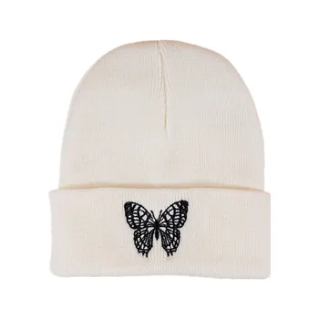 LDSLYJR 2021, в Есенно-зимната Акрилна вязаная шапка с бродерия на пеперуда, топла шапка Skullies, шапка-бини за Мъже и Жени, 216