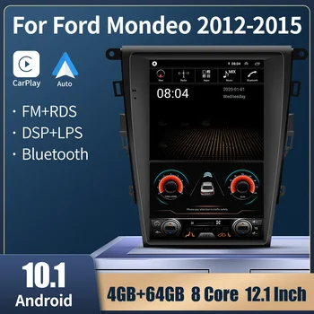 Авто Мултимедиен Плеър За Ford Mondeo Fusion MK5 2012-2015 Авто Радио Стерео Стил Тесла Вертикален Екран, GPS Навигация 12,1 Инча