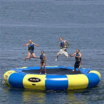 Воден Батут 3 м Диаметър на PVC Надуваем Батут Плаващ Надуваема Легло За Скачане С Вода на Игралното Оборудване Платформа За Гмуркане