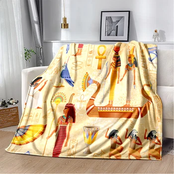 Древно Египетски Одеяло Мистериозен Каре Меко покривало за легло на Очите Планина Леки Топли Юргани за Спалня Символ на Дивана Scarab
