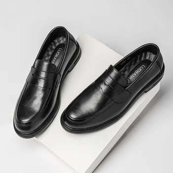 Ежедневните бизнес модела Обувки от естествена Кожа, Мъжки Лоферы, Кожени Мъжки Обувки, Черни Обувки-дерби, Вечерни Сватбени Zapatos De Hombre