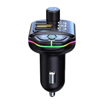 Зарядно за кола Цветно Осветление Аудиоприемник Безопасно Зареждане FM предавател, Bluetooth-съвместими 5.0 Бързо зареждане на зарядно