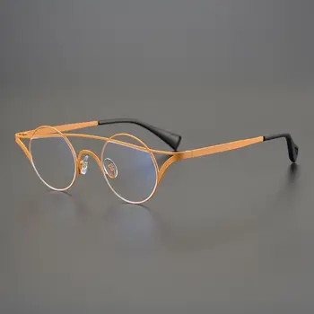 Идентичността На Марката Очила За Мъже С Високо Качество От Неръждаема Стомана Ретро Кръгли Очила Жени Лесна Рамки За Очила Многоцветен