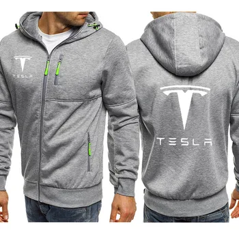 Качулки Мъжки Tesla Car Logo Print Ежедневни Хип-Хоп Harajuku Блузи С Качулка, С Дълъг Ръкав, Мъжки Якета с цип Мъжки Hoody Облекло