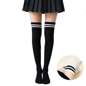 Класически Кадифени Чорапи Бели Черни Студентски Запаси Дамски Дългата Тръба С Дължина До Коляното Jk Униформи Сладки Чорапи Kawaii