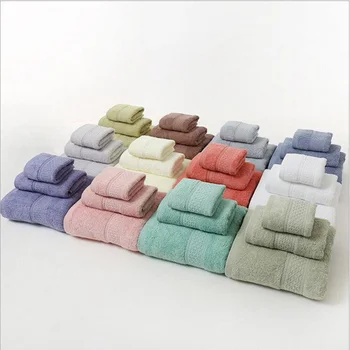 Комплект памучни кърпи / хавлии за баня 3 броя-70x140 см/35x75 см/35x35 см, 12 цвята, Хавлиени кърпи, Быстросохнущее кърпа от микрофибър, Быстросохнущее кърпа за коса
