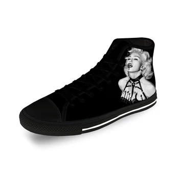 Мадона Поп Певицата Музика Забавна Ежедневни Плат Мода 3D Принт Висока Парусиновая Обувки за Мъже, Жени Леки, Дишащи Маратонки