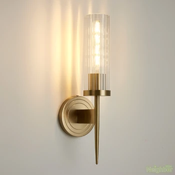 Модерен Минималистичен Мед LED монтиран на стената Лампа В Стил Ретро, Стенен монтаж аплици, Тапети и стенни осветителни тела За Верандата, Спални, Ресторантско Осветление