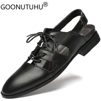Модни Мъжки Обувки, Ежедневни Лятна Дишащи Обувки От Естествена Кожа, Мъжки Класическа Бяла Черна Мека Удобни Обувки За Мъже
