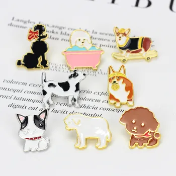 Мультяшные игли серия кученца, красиви брошки във формата на животни, персонални метални икони на едро, подаръци за приятели