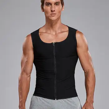 Мъжете Талията Треньор Пот Жилетка Корсет Тренировка Тениски Коригиращото Бельо За Отслабване Body Shaper Компресиране Риза
