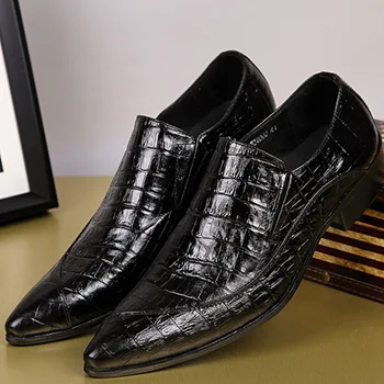 Мъжки обувки с Петна От Крокодилска кожа с остри пръсти, официални бизнес Офис вечерни Модела обувки, Ежедневни Обувки