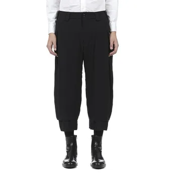 Мъжките ежедневни панталони, ботуши, панталони, Панталони ряпа, Пролетно - есенни Нови Черни Прости Британски Свободни Модни Девет Точки
