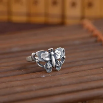 Новост 2019, 100% S925, чисто сребро, открит плувен стил, изискано женско Пръстен с Пеперуда, за Жени, Подарък, Жена сребърен пръстен