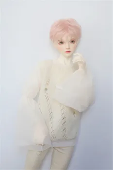 Облекло за кукли BJD подходящ за размера на чичо 1/3 1/4, бял пуловер с роговыми ръкави и зъба, с аксесоари за кукли