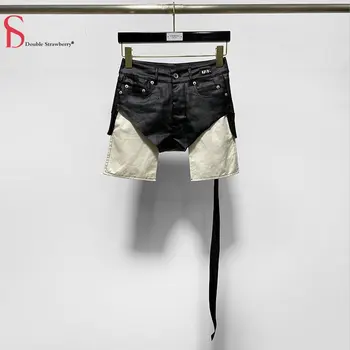 Онлайн Знаменитост Ультракороткие Дънкови Триъгълни панталони с големи Джобове, Секси Дамски Къси Панталони с Черен Цвят