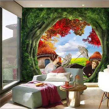 Потребителски 3D стенописи,водопад в красива гора papel de parede,хол с диван телевизор на стената спалня ресторант стари тапети