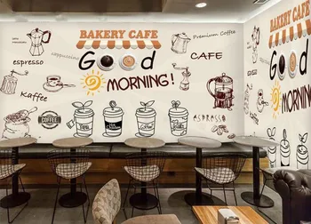 Потребителски ретро тапети, кафе,3D стереоскопични стенописи за кафе-сладкарница ресторант хотел фон на стените, PVC тапети