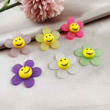 Прозрачно матирано усмихнато лице и ръчно изработени аксесоари корейски акрилни цветя слънчоглед Обеци с Висулка САМ аксесоари