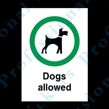 Разрешената за кучета Твърд Пластичен Знак ИЛИ Стикер - Всички размери А6, А5, А4 (PPA23) Водоустойчив Винил за автомобилни мотоциклети