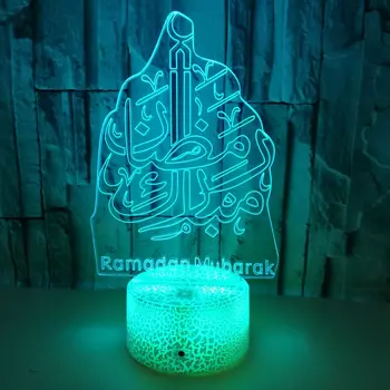 Рамадан Led Светлини ЕЙД Мубарак за Мюсюлмански Украса дистанционно управление 3D нощна светлина за дома настолна лампа Ейд ал-Фитр празник вярващите подаръци