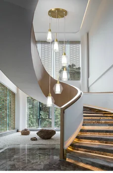 Скандинавска Луксозен Стъклен полилей за стълбите, голям хол, полилеи за антре, осветление, златни домашни led стъклени лампи deocr