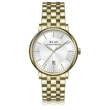 Случайни кварцов каишка гривна луксозна марка известни мъжки часовник опаковъчна хартия Klas brand