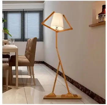 Японски Стил Творчески САМ Дървени подови Лампи Nordic Дърво, Плат Щанд Светлина За Дневна Спалня Кабинет Книга За Изкуството на Деко Осветление